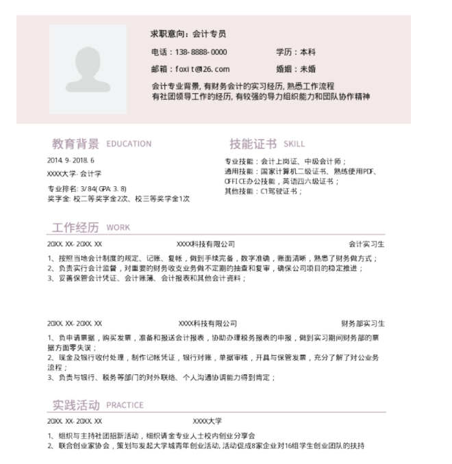 会计专员简历.png 求职简历要突出什么,
云模板告诉你
