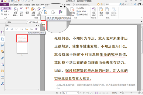 插入页面到PDF文