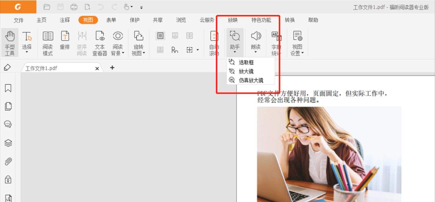 如何局部放大PDF页面?