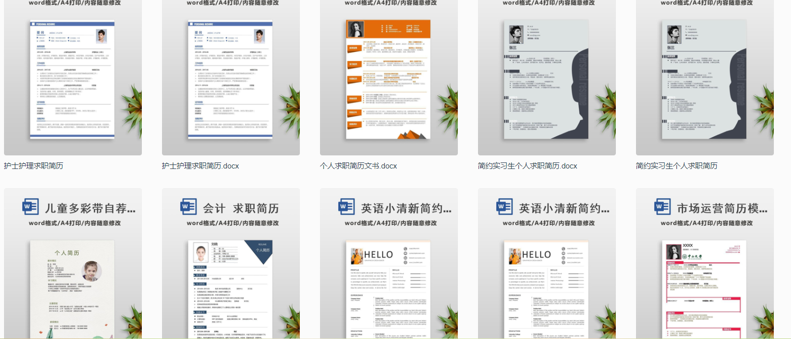 云模板多种格式的简历模板，满足不同需求的你