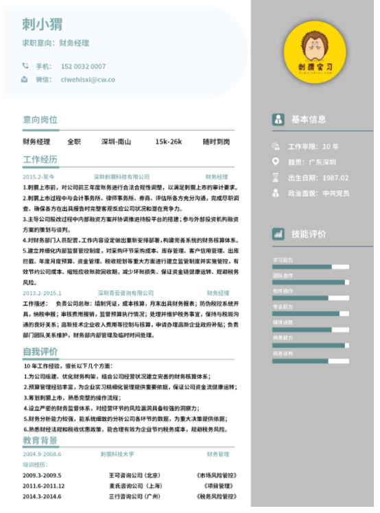 ​云模板给您看看优秀的简历排版