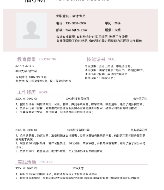 云模板的个性简历