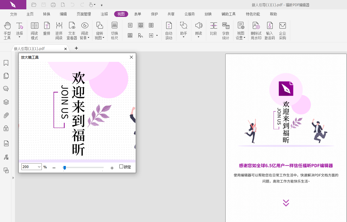 PDF字体太小看不清，怎么放大PDF页面?