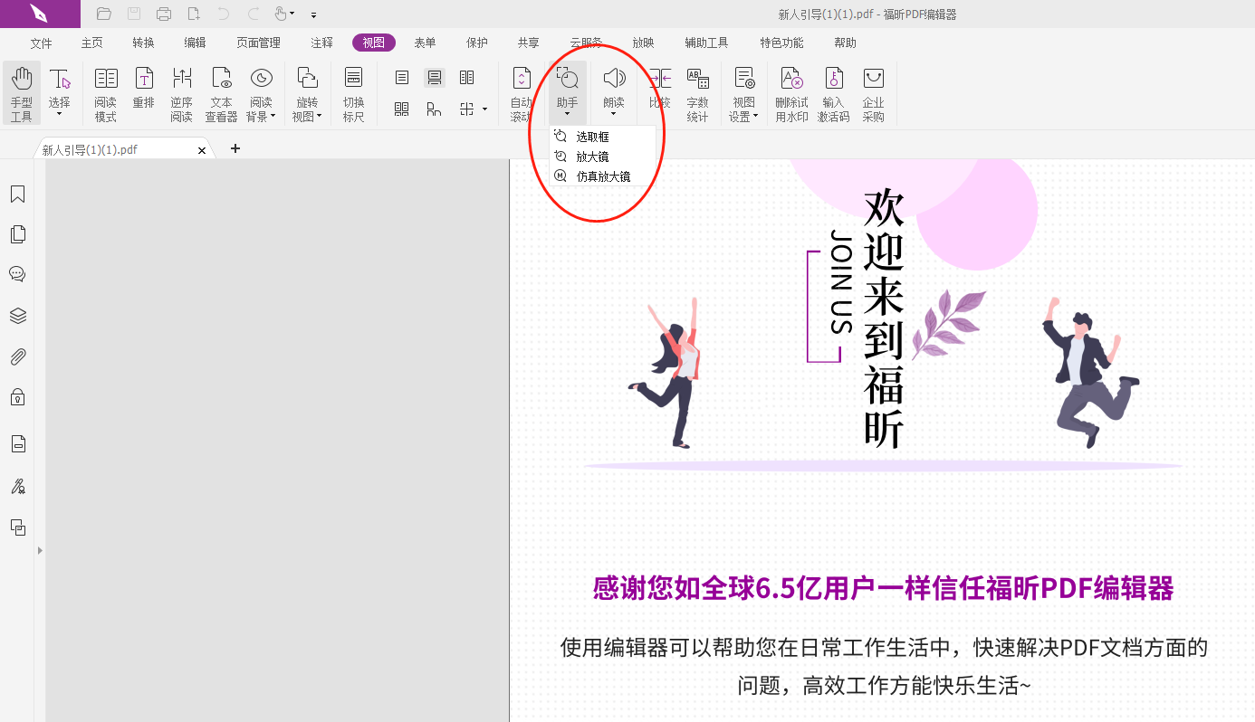 PDF字体太小看不清，怎么放大PDF页面?